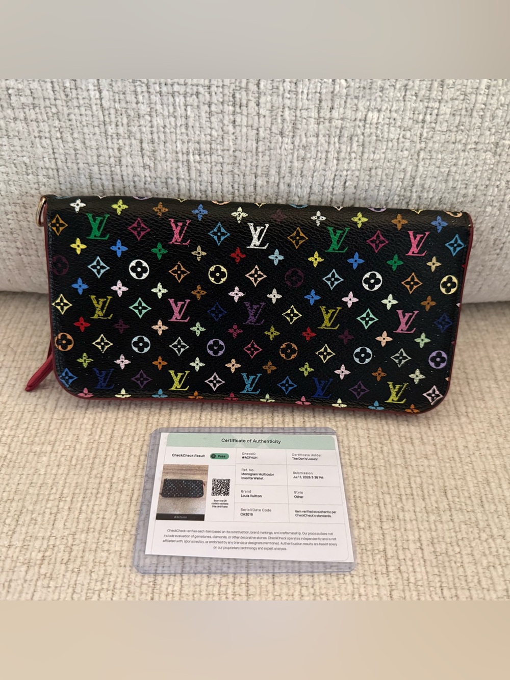 Louis Vuitton Black Multicolor Murakami Monogram Long Zip Wallet